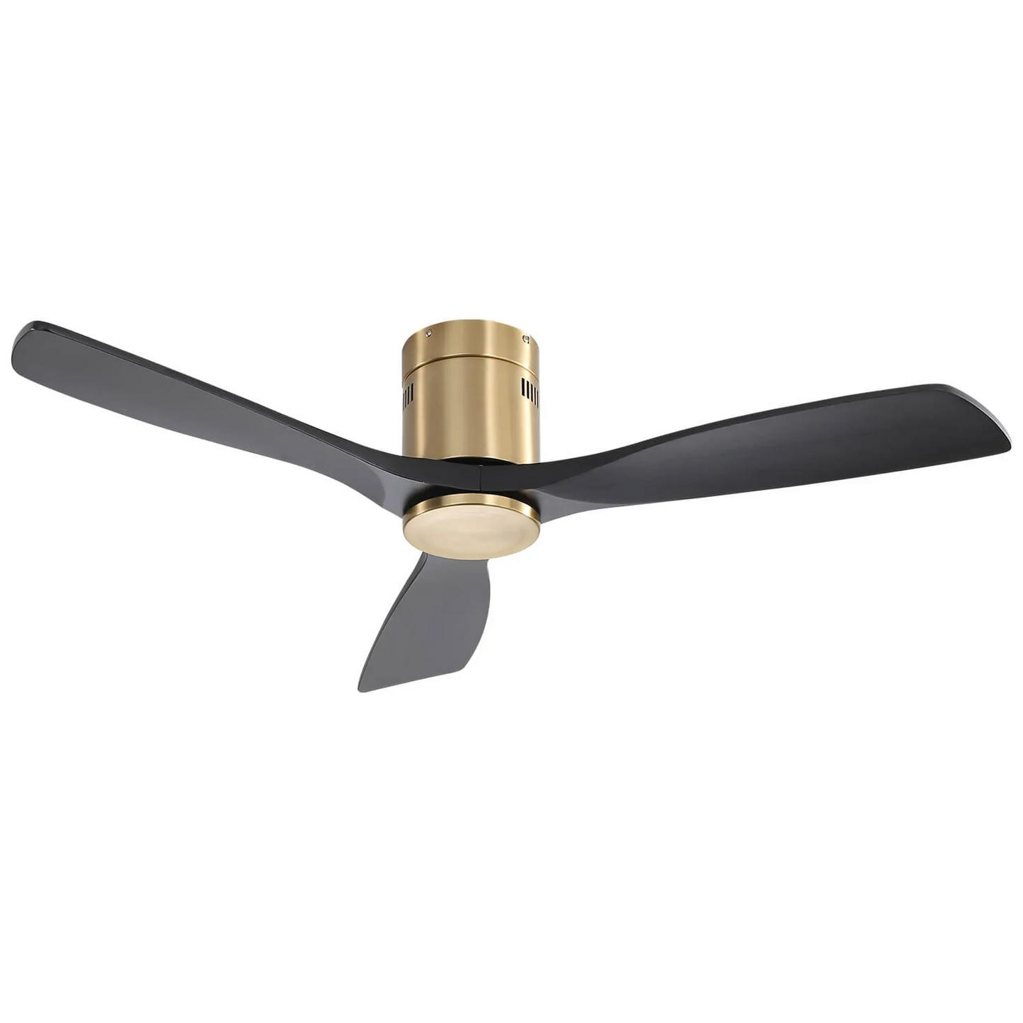 52 Inch Low Profile Ceiling Fan DC 3 Carved Wood Fan Blade Noiseless Reversible Motor Remote Control Without Light