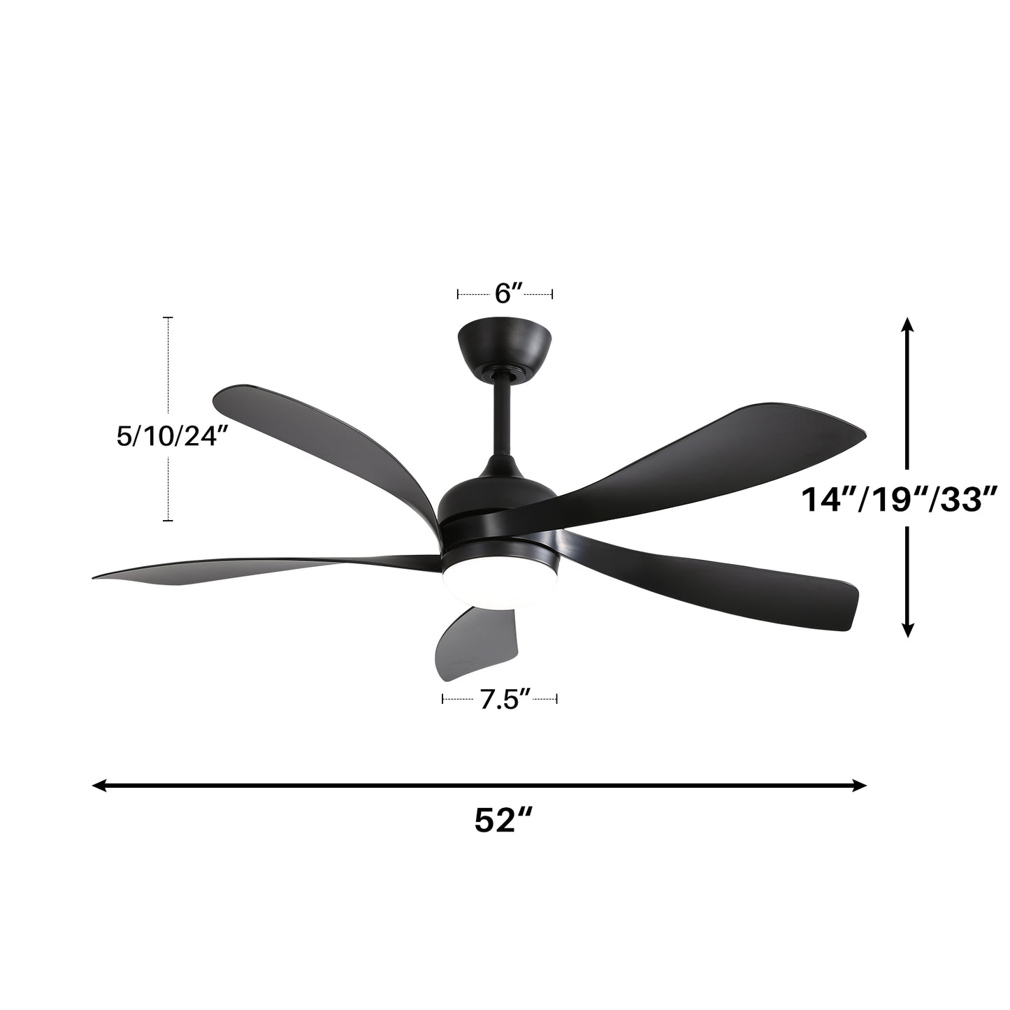 52 Inch Low Profile Ceiling Fan with Lights Remote Control,Quiet DC Motor for Patio Living Room