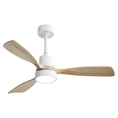 48 Inch Indoor Wood Ceiling Fan With 3 Solid Wood Blades Remote Control Reversible DC Motor For Living Room