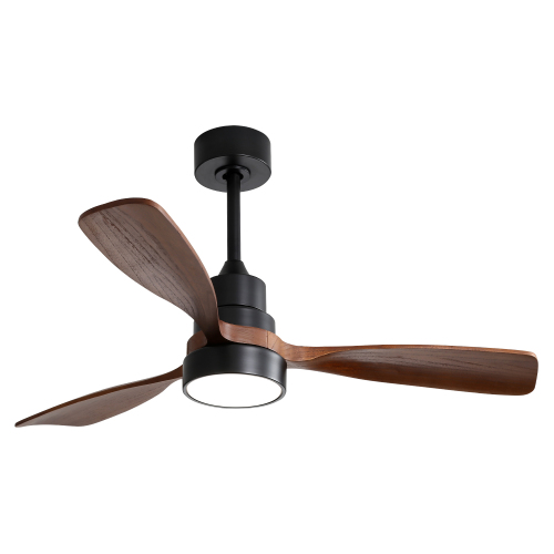 48 Inch Indoor Wood Ceiling Fan With 3 Solid Wood Blades Remote Control Reversible DC Motor For Living Room
