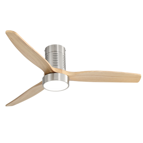 52 Inch Indoor Flush Mount Ceiling Fan with LED Light and Remote Control