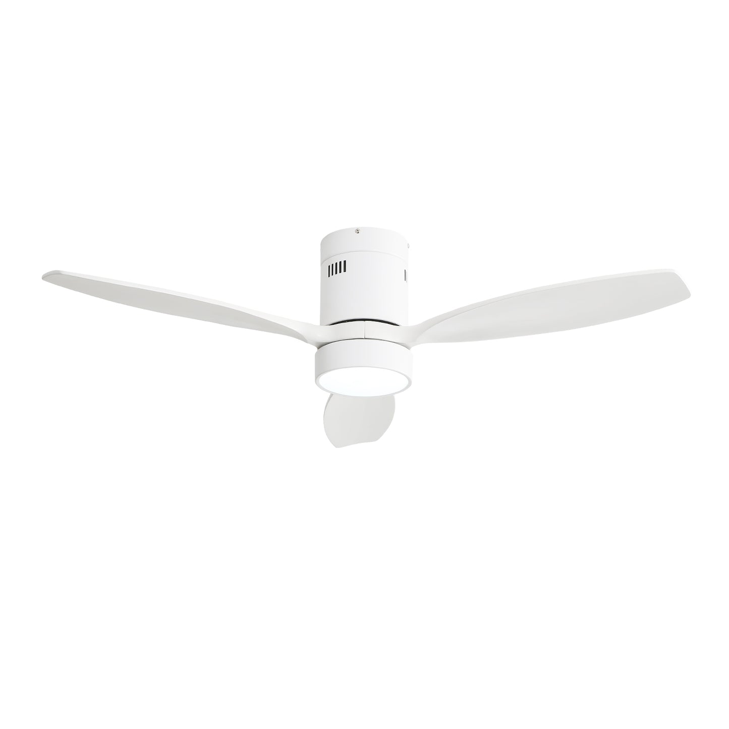 52 Inch Flush Mount Ceiling Fan DC 3 Solid Wood Fan Blade Noiseless Reversible Motor Remote Control With Light