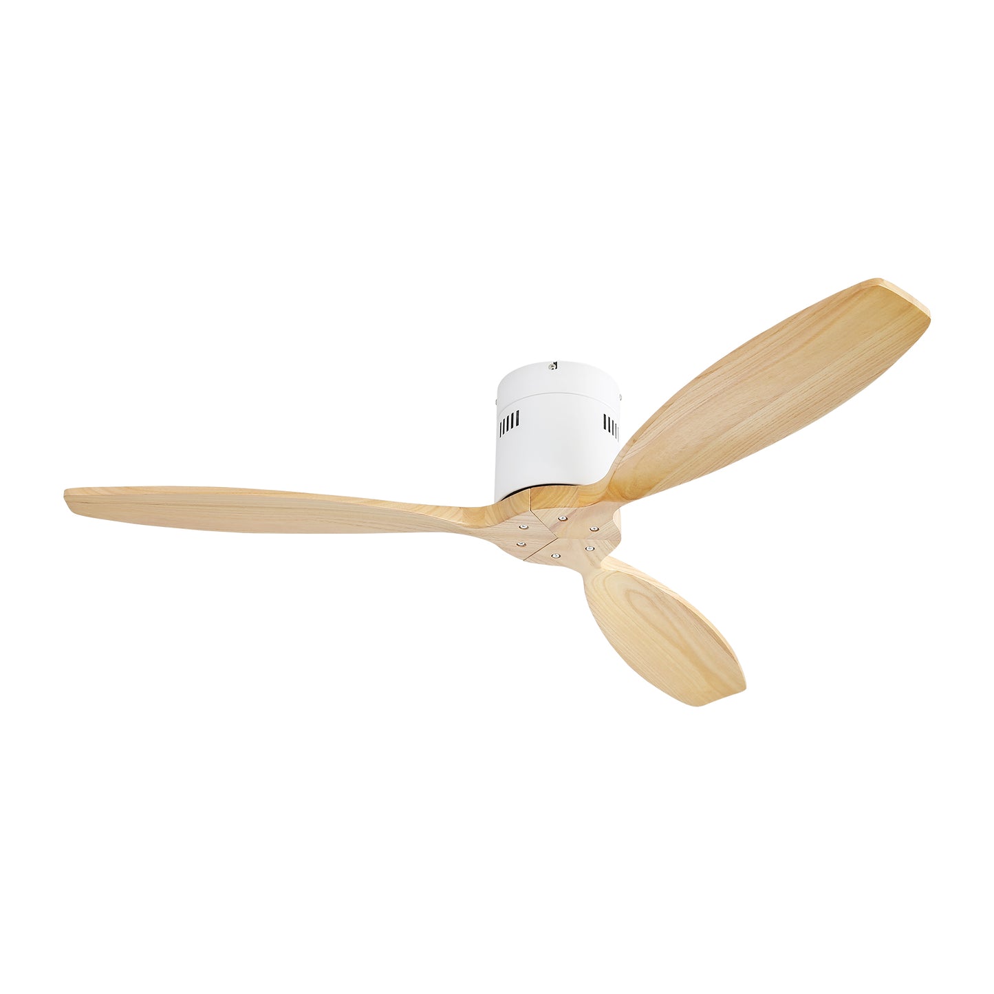 52 Inch Indoor Wooden Ceiling Fan With 3 Solid Wood Blades Remote Control Reversible DC Motor Without Light