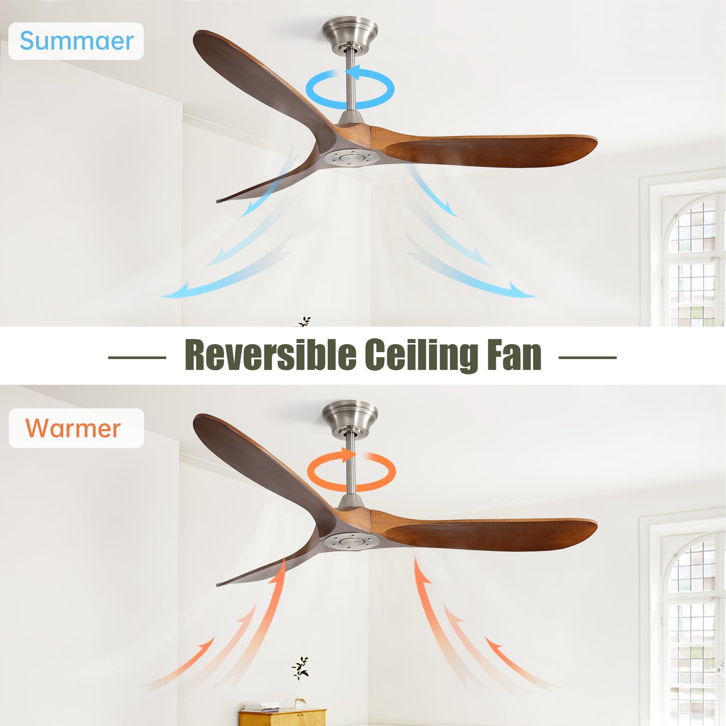 60 Inch Outdoor Ceiling Fan Without Light 3 ABS Blade with Smart APP Control