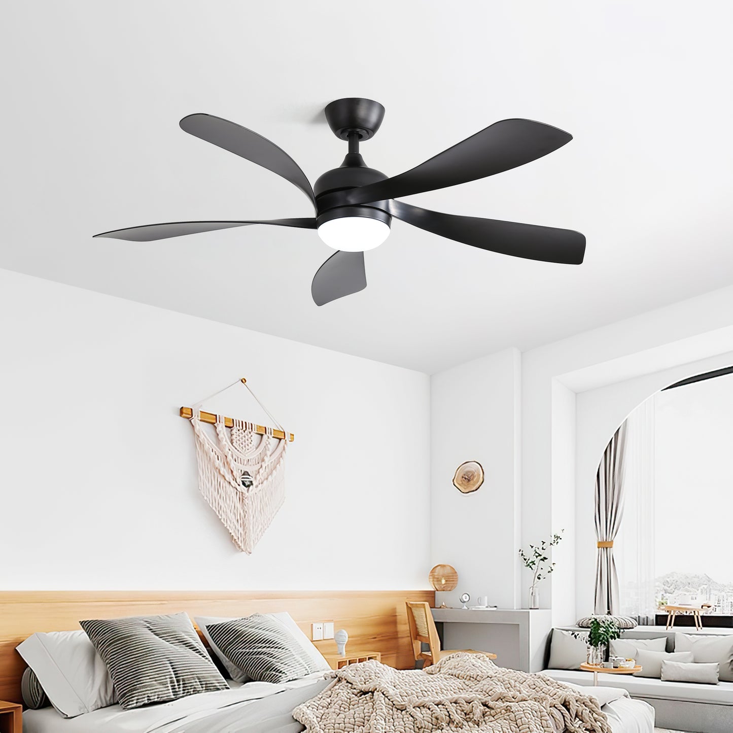 52 Inch Low Profile Ceiling Fan with Lights Remote Control,Quiet DC Motor for Patio Living Room