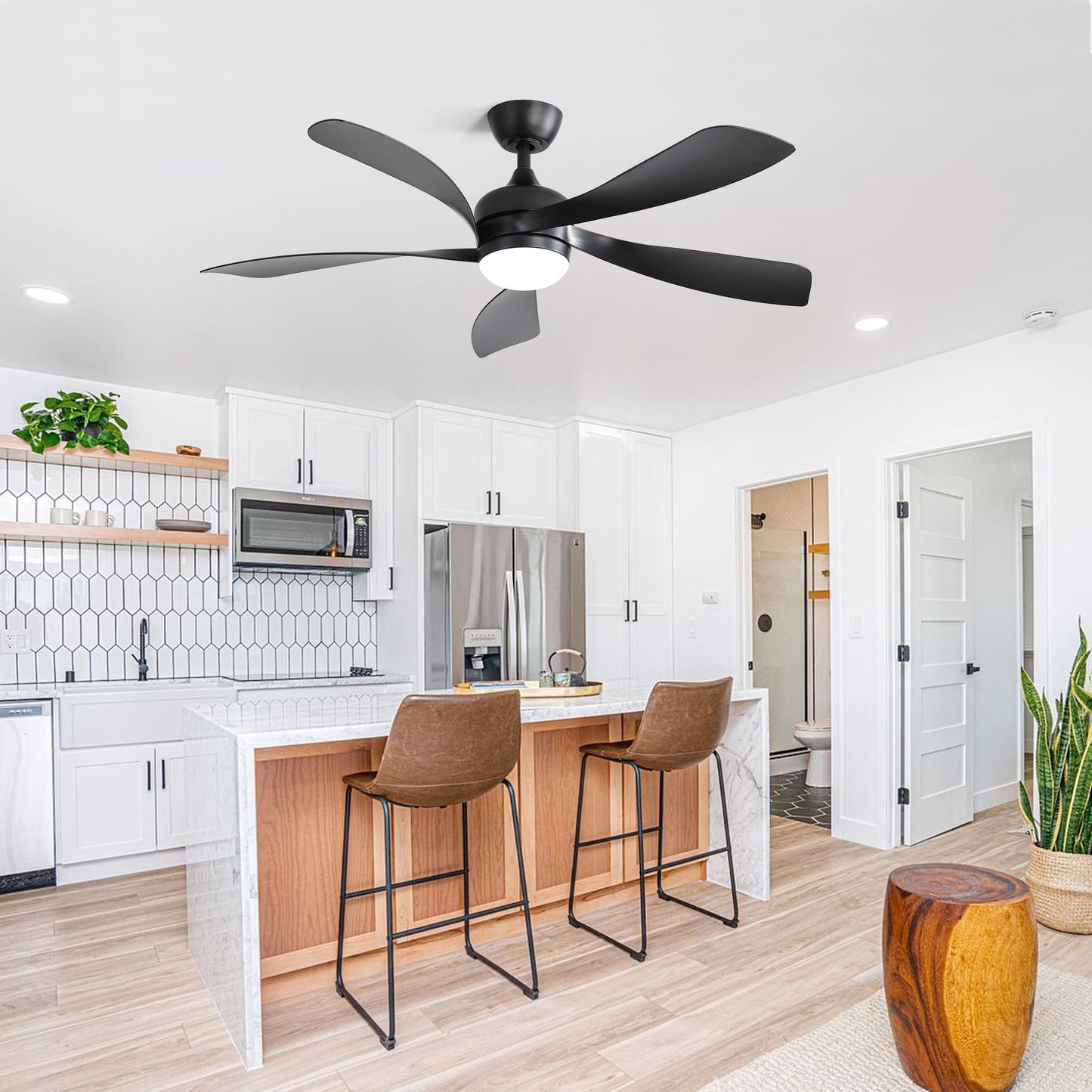 52 Inch Low Profile Ceiling Fan with Lights Remote Control,Quiet DC Motor for Patio Living Room