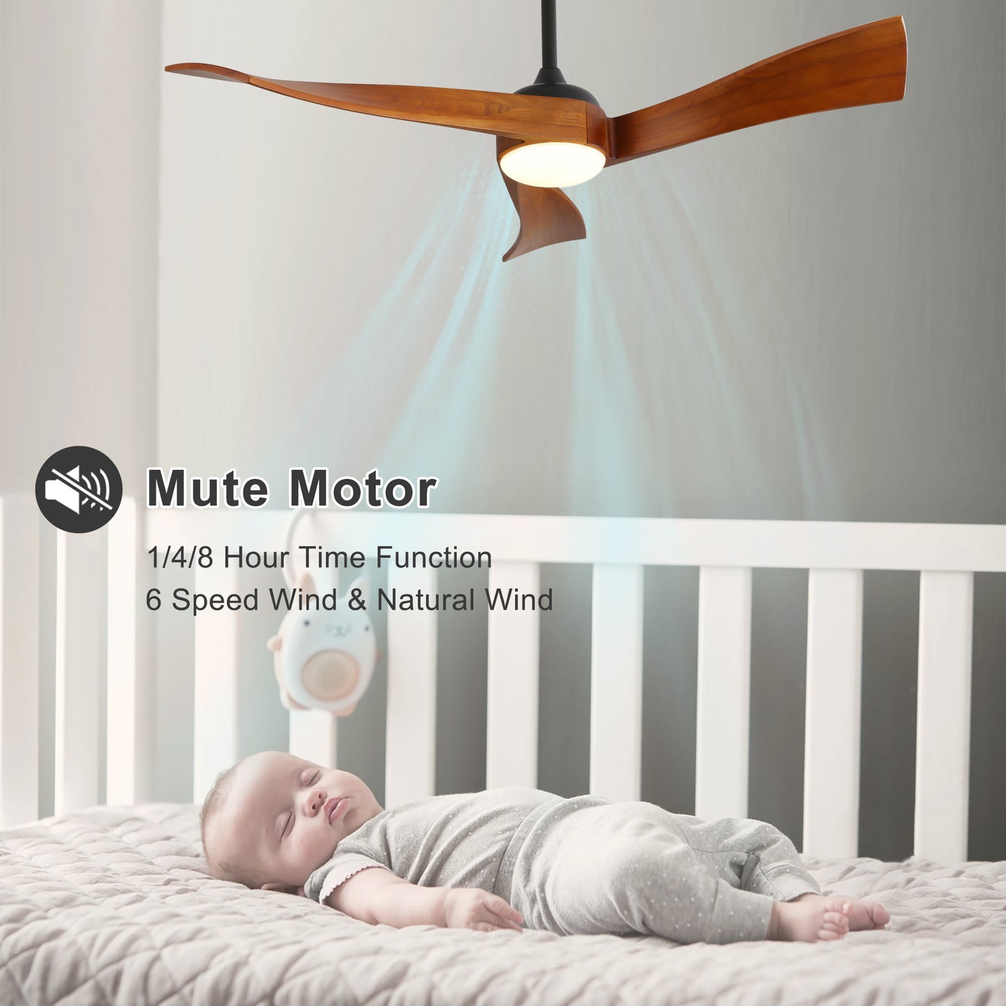 52 Inch Ceiling Fan Light With 6 Speed Remote Energy-saving DC Motor