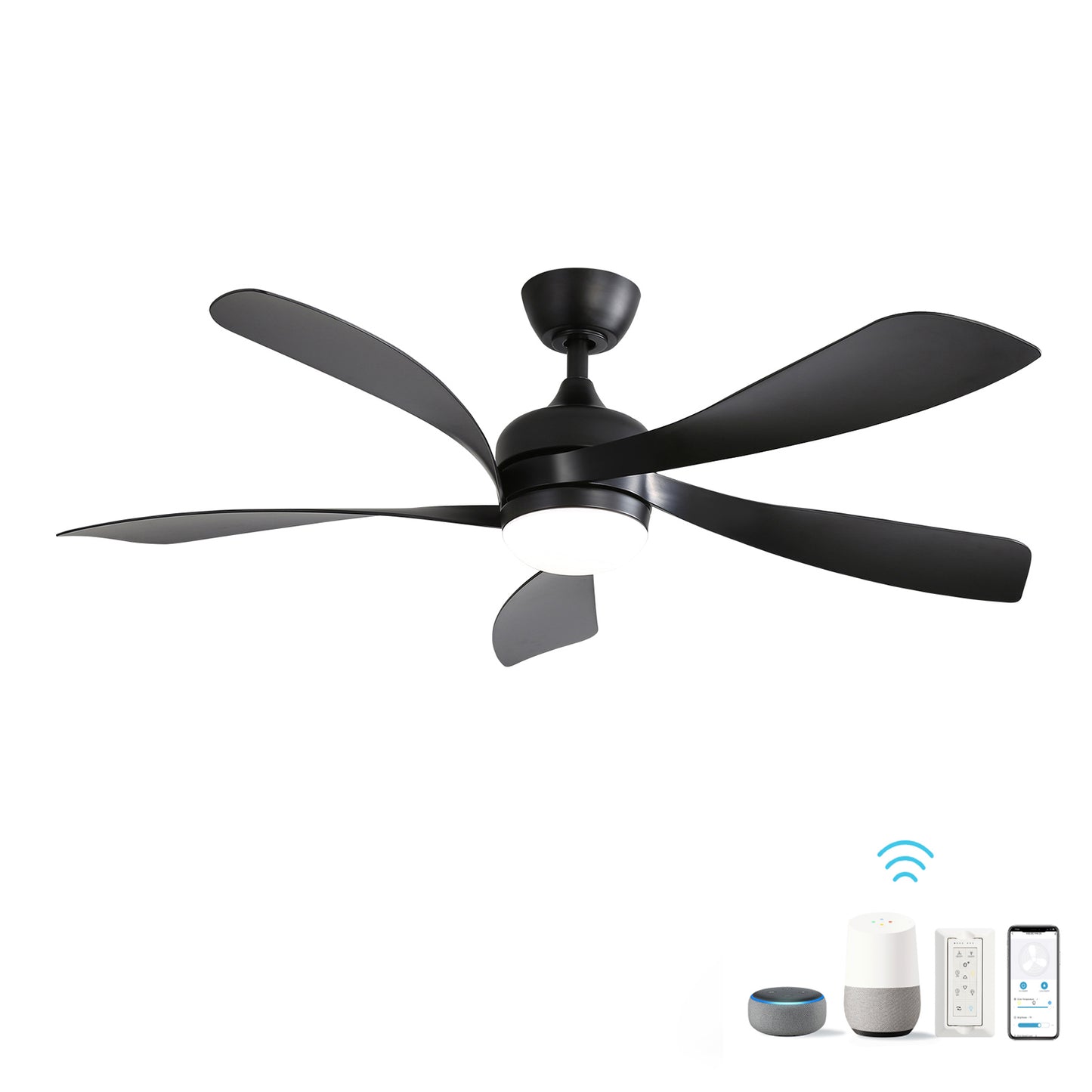 52 Inch Low Profile Ceiling Fan with Lights Remote Control,Quiet DC Motor for Patio Living Room