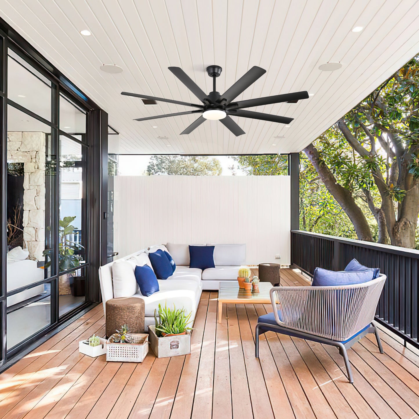 66 Inch Modern Ceiling Fan with Lights and Smart Remote Control 6 Speed Reversible Noiseless DC Motor for Indoor