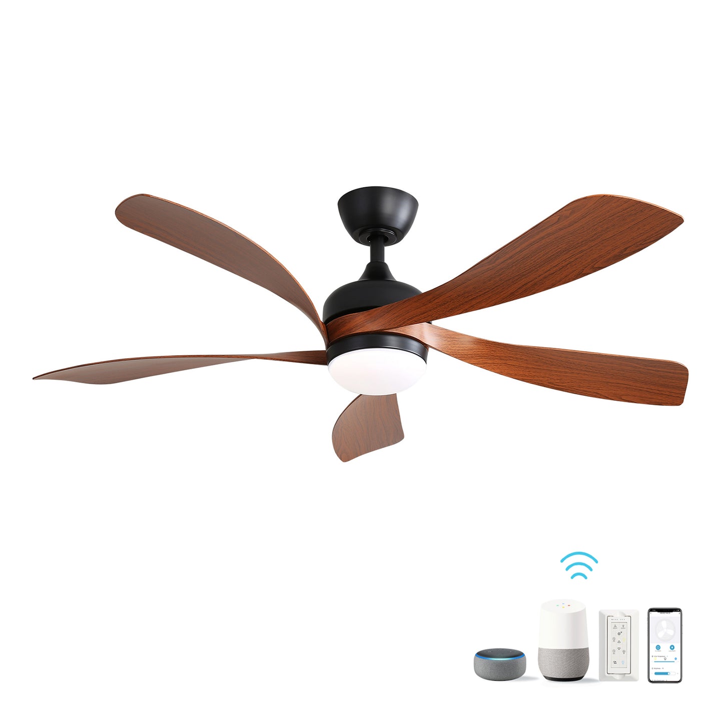52 Inch Low Profile Ceiling Fan with Lights Remote Control,Quiet DC Motor for Patio Living Room