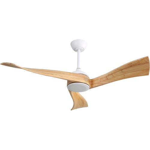 52 Inch Modern Ceiling Fan Without Light 6 Speed Remote 3 Solid Wood Blade Reversible DC Motor For Indoor&Outdoor