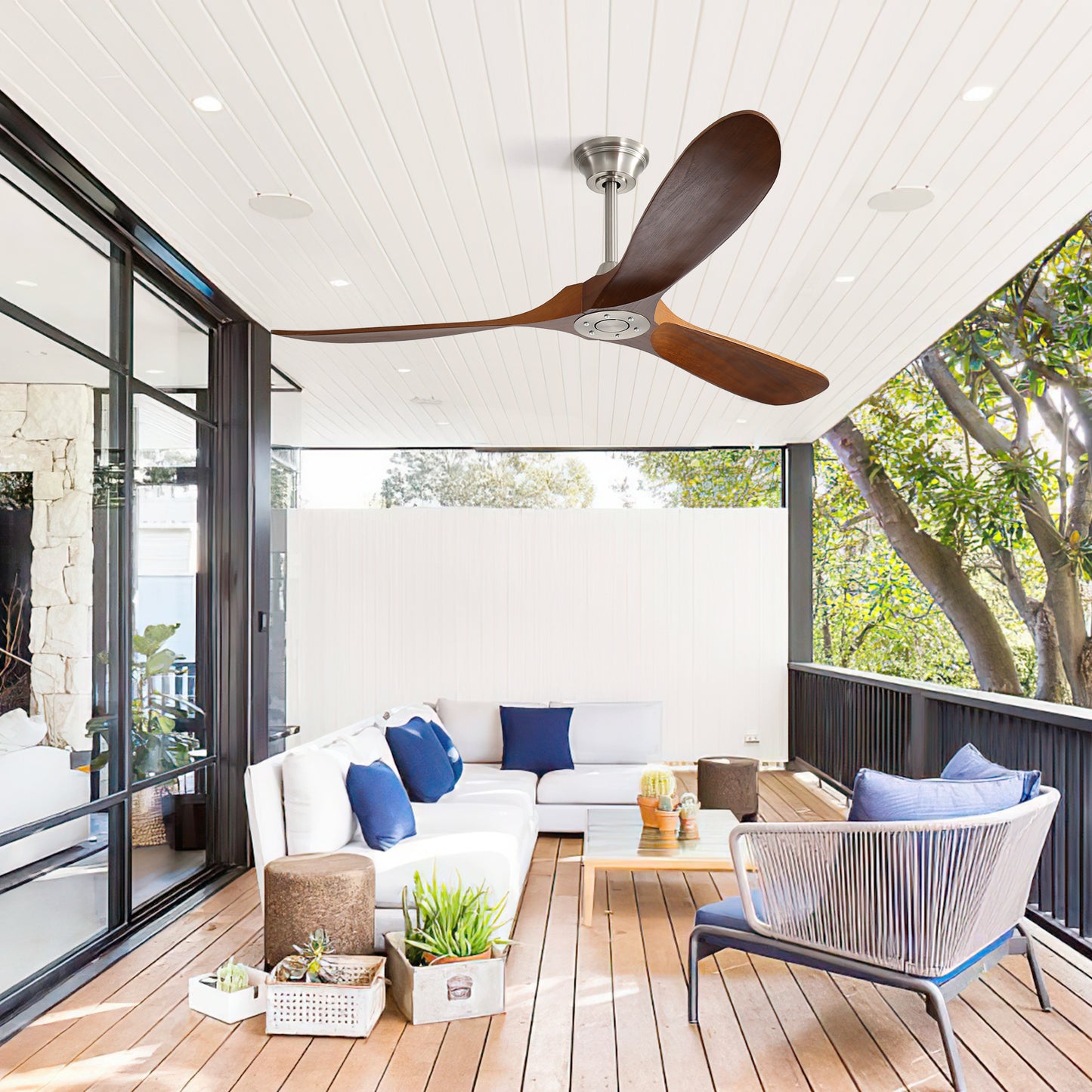60 Inch Outdoor Ceiling Fan Without Light 3 ABS Blade with Smart APP Control