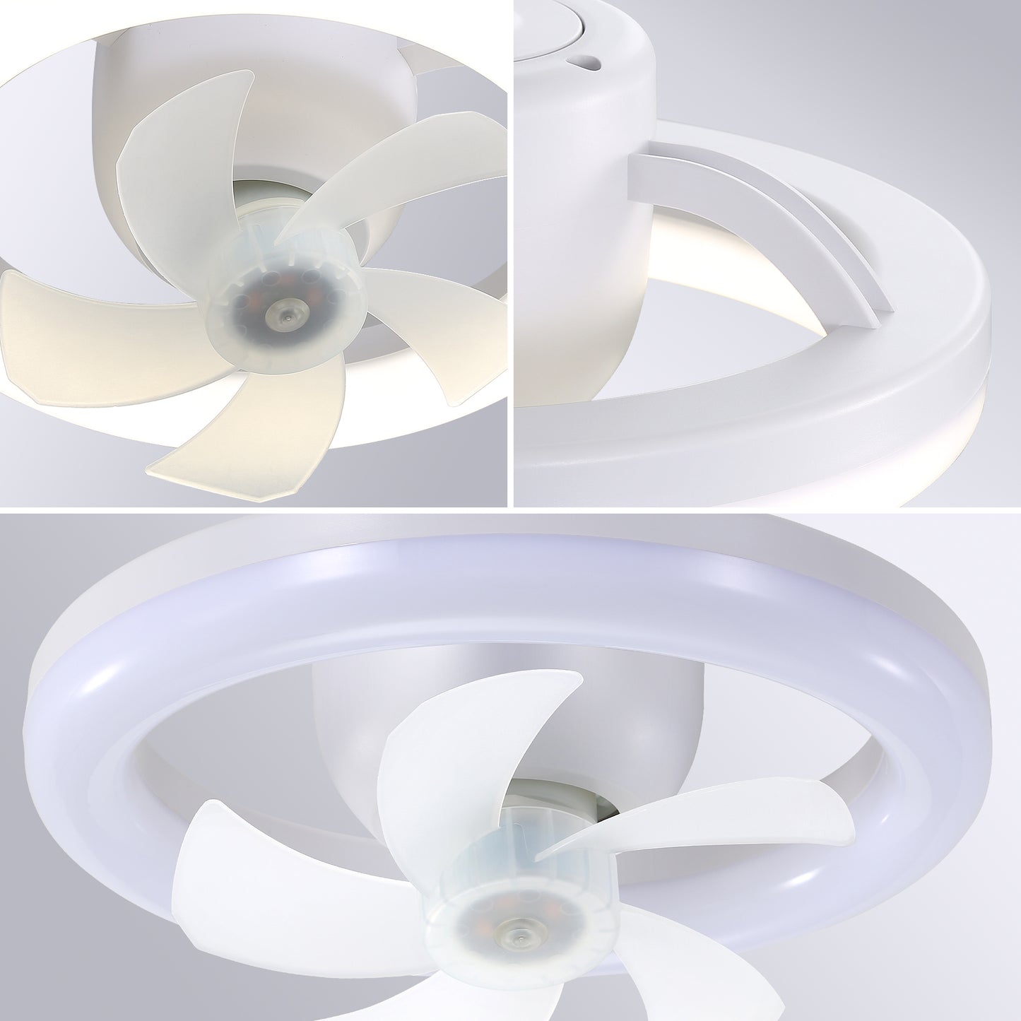 8-inch oscillating fan with lighting, Modern, Aesthetic, Multifunctionality, smart control, for office and house