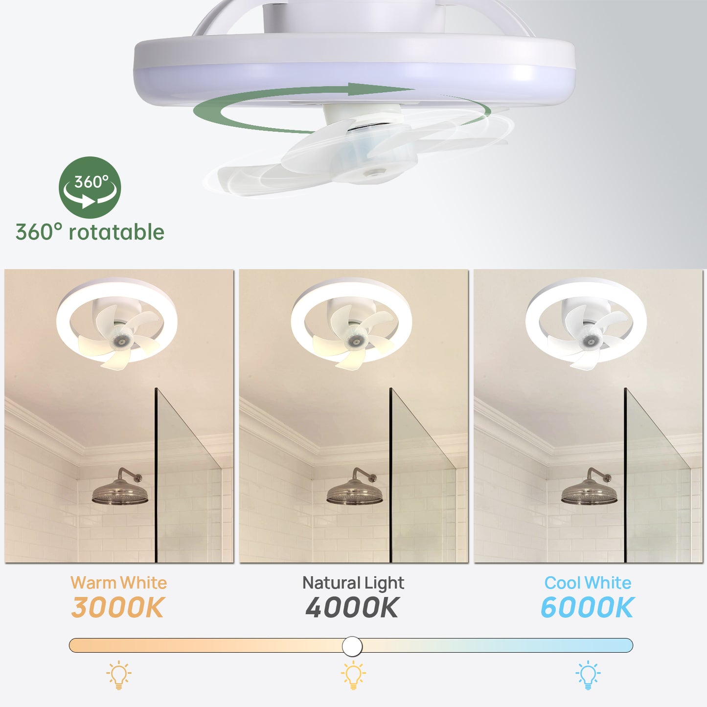 8-inch oscillating fan with lighting, Modern, Aesthetic, Multifunctionality, smart control, for office and house