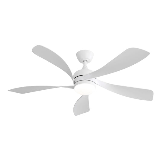 52 Inch Indoor Ceiling Fan With 3 Color Dimmable 5 ABS Blades Remote Control Reversible DC Motor Black With Led Light