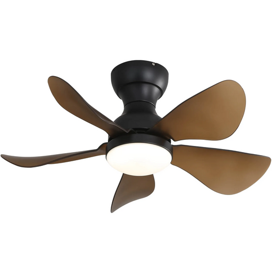 29 lnch Small Ceiling Fan Flush Mount 5 Reversible ABS Blades with LED Dimmable Light
