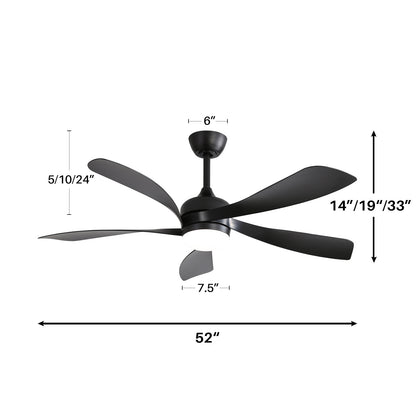 52 Inch Low Profile Ceiling Fan with Lights Remote Control,Quiet DC Motor for Patio Living Room