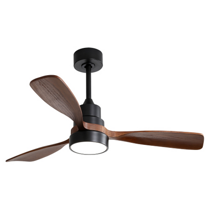 48 Inch Indoor Wood Ceiling Fan With 3 Solid Wood Blades Remote Control Reversible DC Motor For Living Room