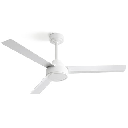 52" Outdoor Ceiling Fan Without Light, 3 ABS Blades Farmhouse Ceiling Fan with Remote Control 6-speed Reversible DC Motor Black for Living Room, Bedroom, Kitchen