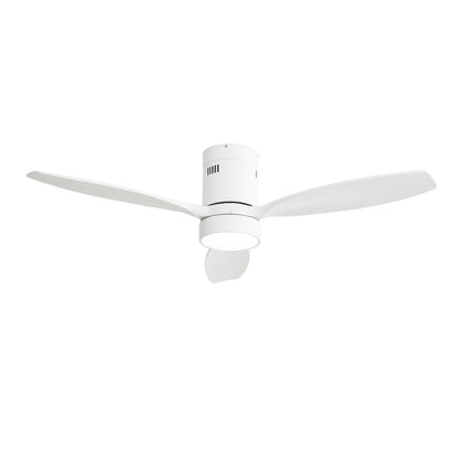 52 Inch Flush Mount Ceiling Fan DC 3 Solid Wood Fan Blade Noiseless Reversible Motor Remote Control With Light