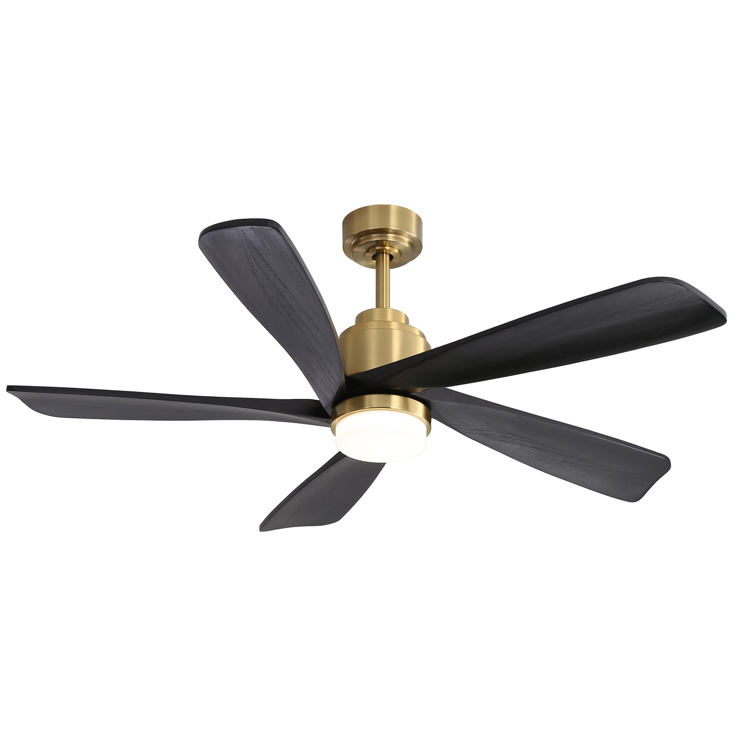 52 Inch Modern Ceiling Fan With Dimmable LED Light 5 Solid Wood Blades Remote Control Reversible DC Motor With Smart APP Control