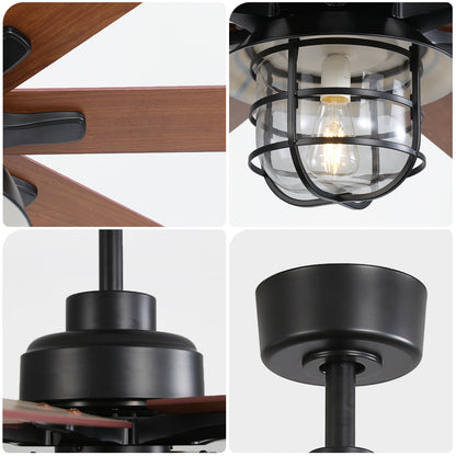 66 Inch Modern  Ceiling Fan With 6 Speed Wind 8 Blades Remote Control Reversible DC Motor With Light