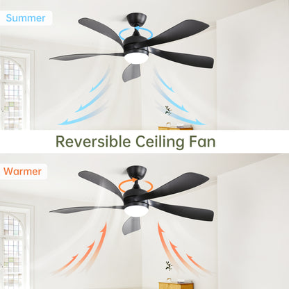52 Inch Low Profile Ceiling Fan with Lights Remote Control,Quiet DC Motor for Patio Living Room