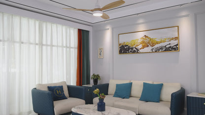 52 Inch Integrated LED Indoor Low Profile Ceiling Fan with Light and Remote Control for Patio Living Room