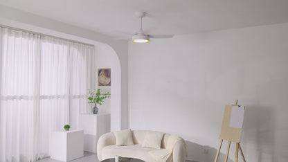42 Inch Ceiling Fans with LED Light 22W and Remote Control 6 Wind Speed Reversible DC Motor White for Bedroom