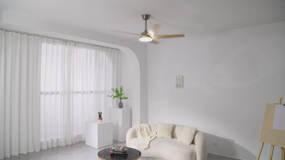 52 Inch Modern Ceiling Fan with Dimmable LED Light and Remote Control 5 ABS Blades 3 Color Tempearture