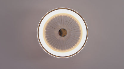 19 Inch RGB Dimmable Led Enclosed Ceiling Fan with Light Flush Mount Bladeless 6 Speed Remote Control for Bedroom Party
