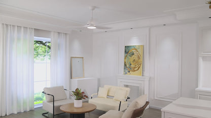 52 Inch Modern Ceiling Fan with 22W LED Light, 3 ABS Fan Blades DC Motor White Ceiling Fan for Indoor